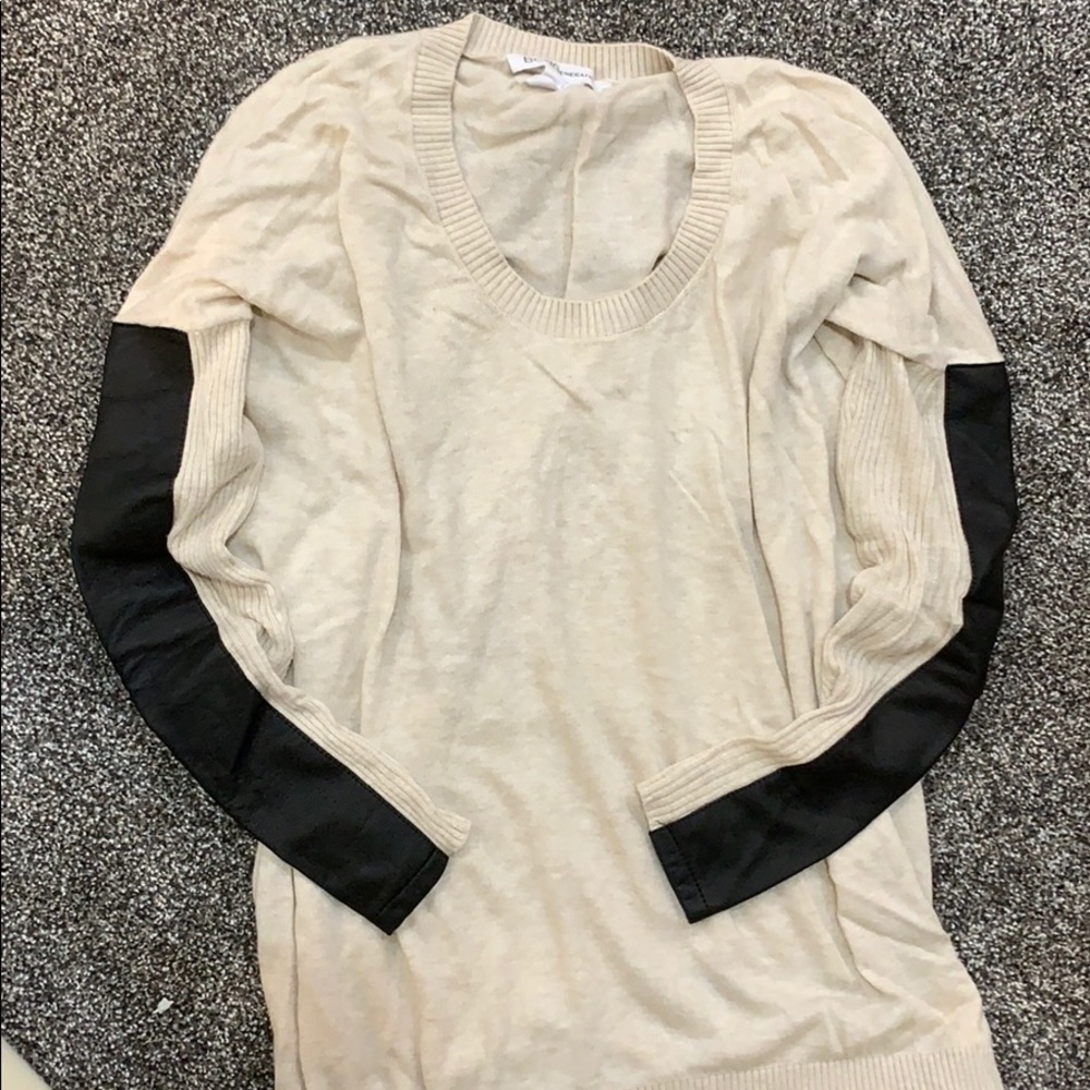 BCBG generation long sleeve sweater with leather